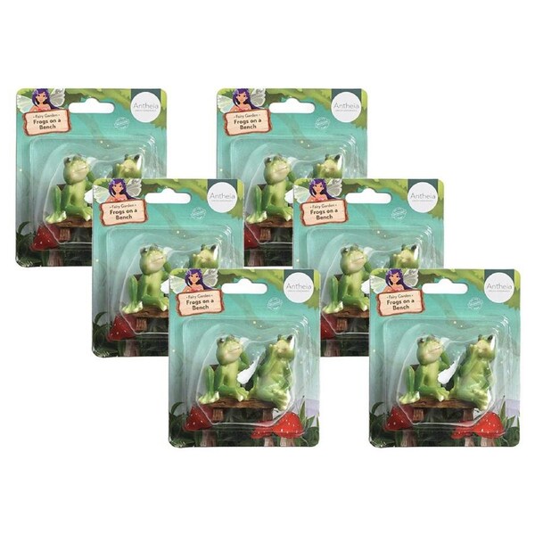 6x Atheia Green Homewares Plant/Pot Decor Fairy Garden Frogs On Bench Assorted