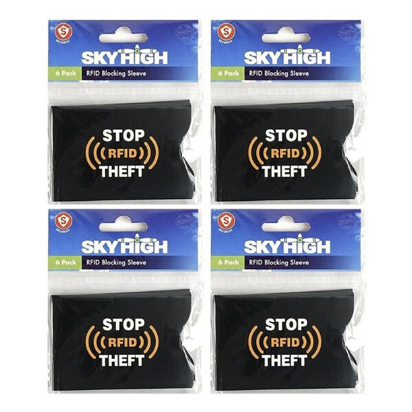 24pc Sky High RFID Blocking Protective Sleeve Passport/Card Wallet Black