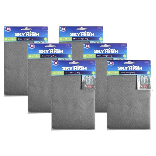 6x Sky High Travel Lightweight Portable Shoe Storage Luggage Bag Med Light Grey