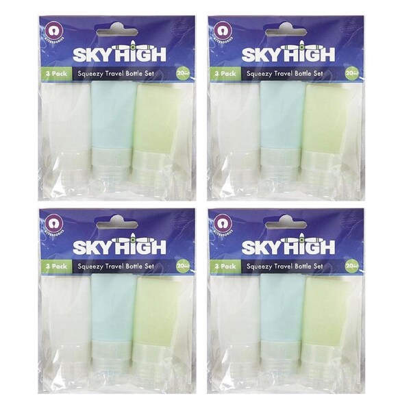 12pc Sky High Travel Squeezy Bottle Set Assorted Colours Luggage Organisation