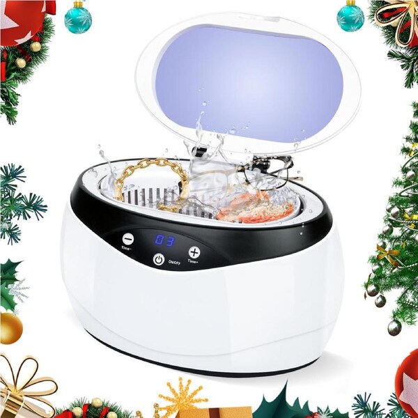 ADVWIN Ultrasonic Cleaner, 650ml Jewelry Cleaner Machine with SUS 304 Tank, 42kHz, for Cleaning Jewelry Eyeglasses Earrings Rings, Necklaces, Dentures