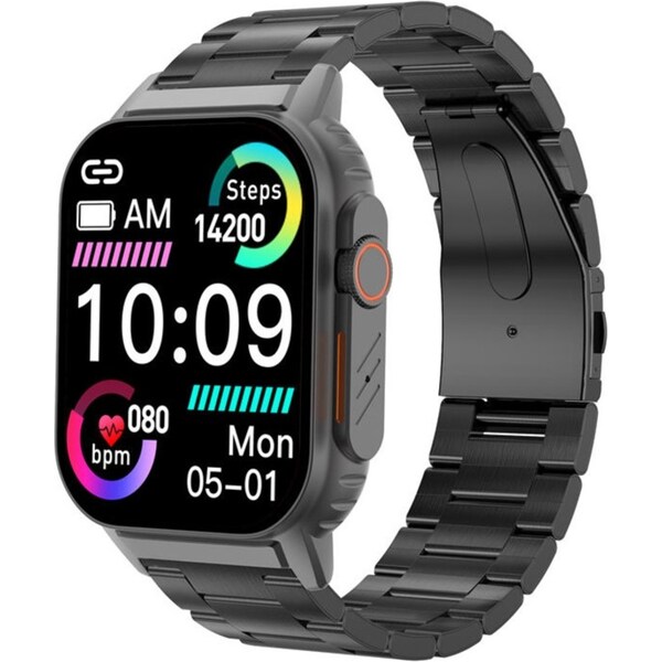 Catzon HD Screen Smart Watch 2.01 Inch with Waterproof HRV Fitness Tracker-Black