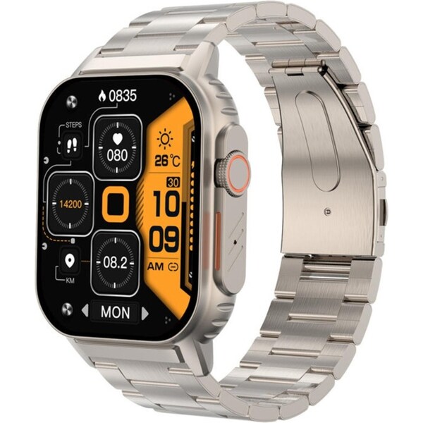 Catzon HD Screen Smart Watch 2.01 Inch with Waterproof HRV Fitness Tracker-Silver