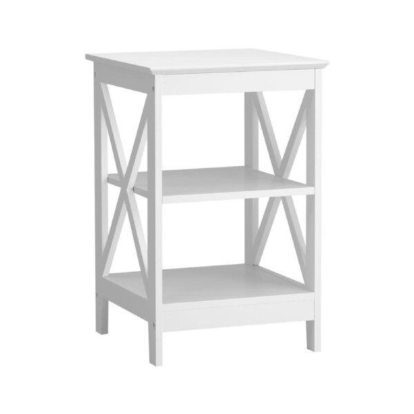 3-Tier Nightstand Side Table X-Design End Table Storage Stand Bedroom