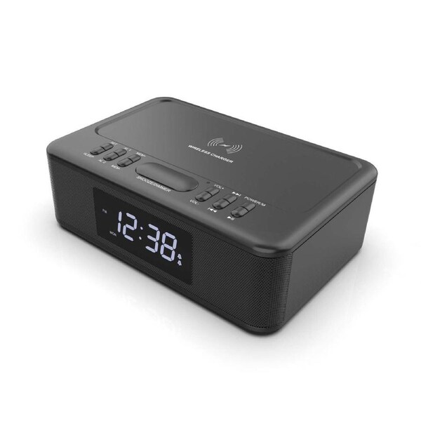 Alarm Clock with Wireless Phone Fast Charging & Bluetooth Connections