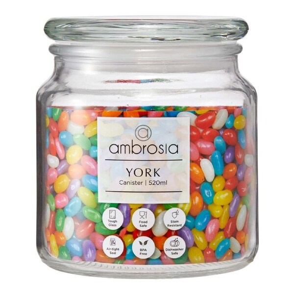 Ambrosia York Glass Canister 520ml