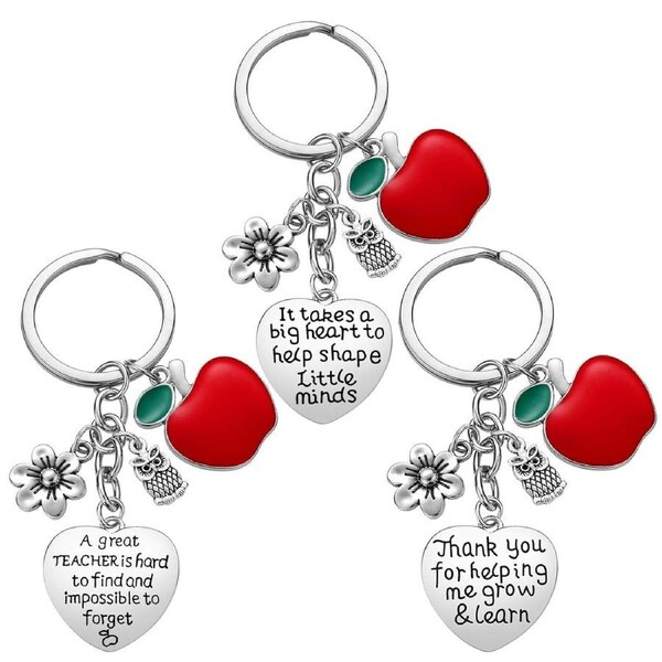 Expressing Gratitude 3-Piece Teacher Keychain Set - Thoughtful Gifts for Teacher Appreciation and Valentine's Day