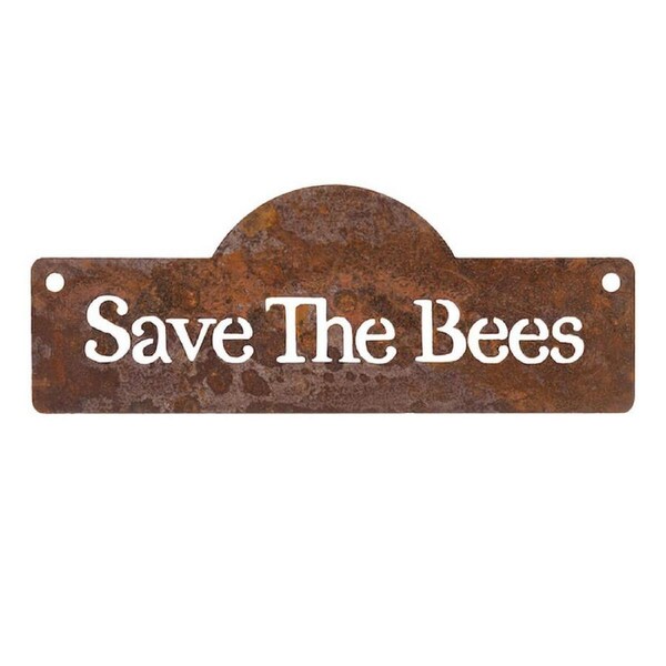Vintage Rusted Metal Garden Sign - Save The Bees - Alfresco Gardenware