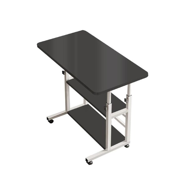 Foret Mobile Laptop Bedside Study Desk Storage Stand Adjustable Table 3 Shelf Black