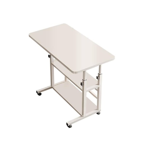 Foret Mobile Computer Bedside Study Desk Storage Stand Adjustable Portable 3 Shelf White
