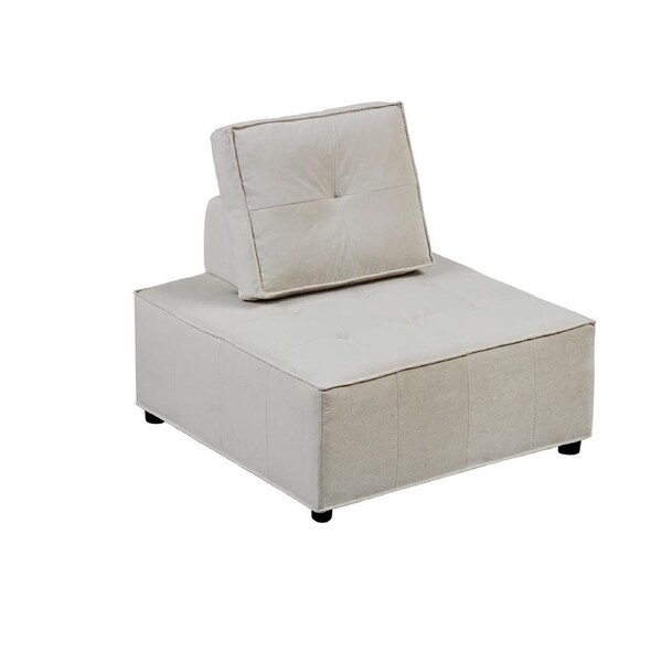 Foret 86cm Armless Seat Modular Extension Ottoman Couch Velvet Fabrics Sofa Beige