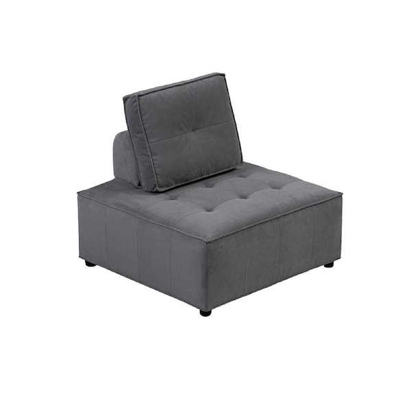 Foret 86cm Armless Seat Modular Extension Lounge Couch Velvet Sofa Light Grey