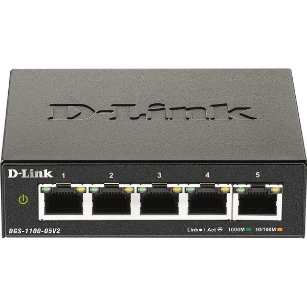 D-Link DGS-1100 DGS-1100-05V2 5 Ports Manageable Ethernet Switch - Gigabit Ethernet - 1000Base-T - 2 Layer Supported - 3.42 W Po