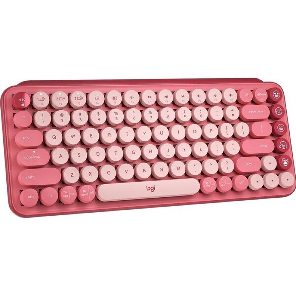 Logitech POP Keys Keyboard - Wireless Connectivity - Heartbreaker - Mechanical Keyswitch - Bluetooth - 5.1 - 10 m - Emoji Hot Key(s) - ChromeOS - - -