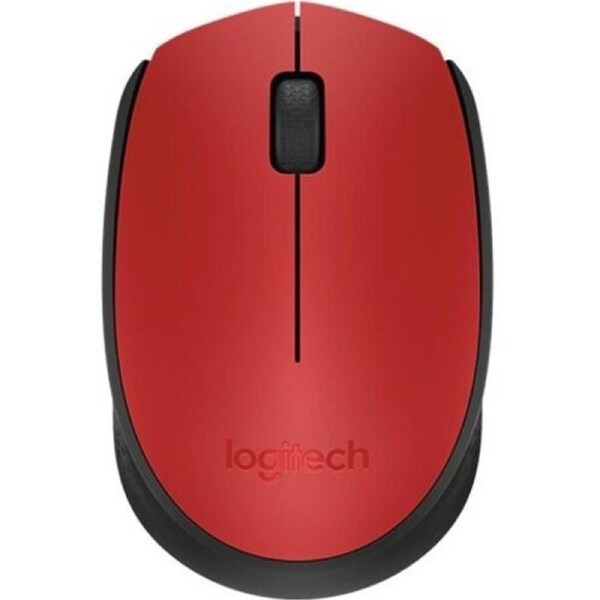 Logitech M171 Mouse - Radio Frequency - USB - Red, Black - Wireless - 1000 dpi - Scroll Wheel - Symmetrical