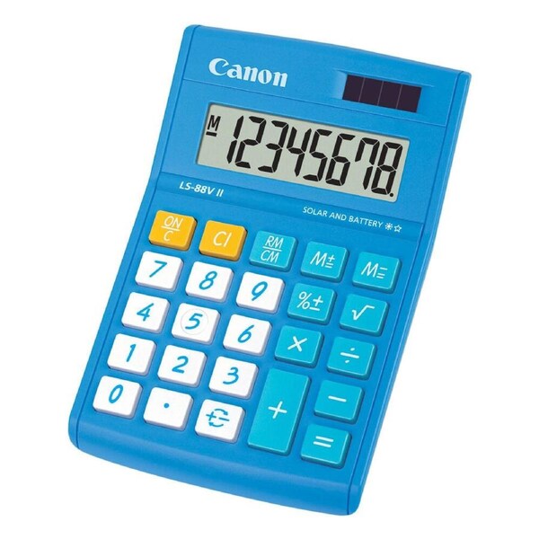 Canon LS-88VII Simple Calculator - Extra Large Display - 8 Digits - 139 mm Height x 91 mm Width x 28 mm Depth - Blue