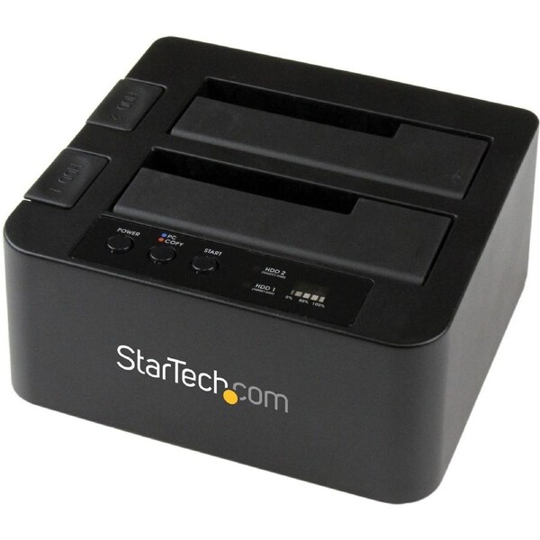 StarTech.com Standalone Hard Drive Duplicator Dock, External Dual Bay HDD/SSD Cloner/Copier, USB 3.0 / eSATA, SATA Disk Cloning