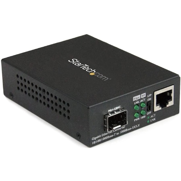 StarTech.com Transceiver/Media Converter - TAA Compliant - 1 Port(s) - 1 x Network (RJ-45) - Optical Fiber, Twisted Pair - Multi