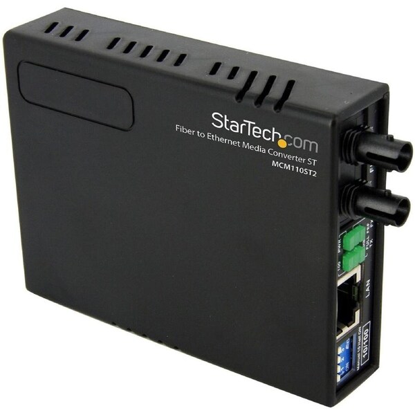 StarTech.com Transceiver/Media Converter - TAA Compliant - 2 Port(s) - 1 x Network (RJ-45) - 1 x ST - DuplexST Port - Optical Fi
