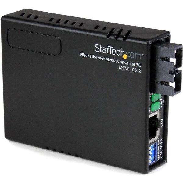 StarTech.com Transceiver/Media Converter - TAA Compliant - 2 Port(s) - 1 x Network (RJ-45) - 1 x SC - Duplex SC Port - Optical F