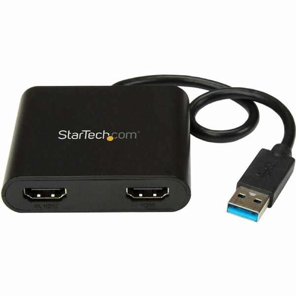 StarTech.com USB 3.0 to Dual HDMI Adapter, 1x 4K & 1x 1080p, External Graphics Card, USB Type-A Dual Monitor Display Adapter, Windows Only - 9-pin A