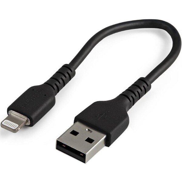 StarTech.com 6 inch/15cm Durable Black USB-A to Lightning Cable, Rugged Heavy Duty Charging/Sync Cable for Apple iPhone/iPad MFi