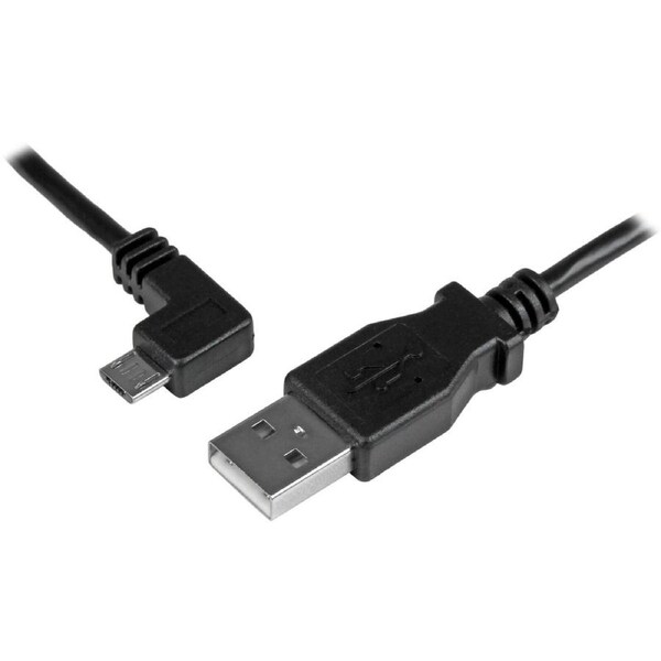 StarTech.com 2m 6 ft Left Angle Micro-USB Charge-and-Sync Cable M/M - USB 2.0 A to Micro-USB - 24 AWG - Cable for Tablet, Wall Charger, Mobile Device