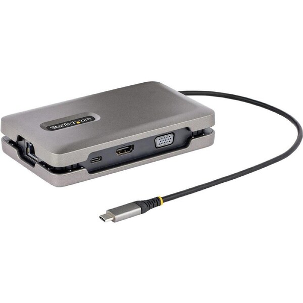 StarTech.com USB-C Multiport Adapter w/USB-C DP Alt Mode Video/4K HDMI/VGA, USB-C Dual Monitor Docking Station, Type C Mini Dock