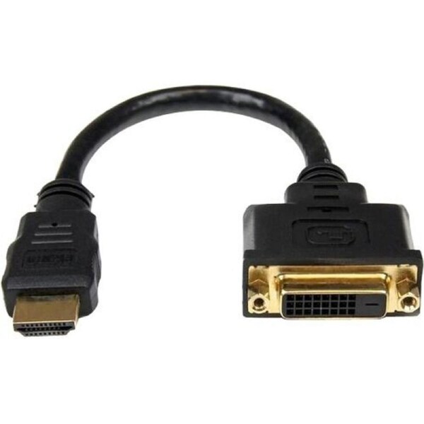 StarTech.com 8in HDMI to DVI-D Video Cable Adapter - HDMI Male to DVI Female - Cable for Video Device, Monitor, Notebook - First End: 1 x HDMI