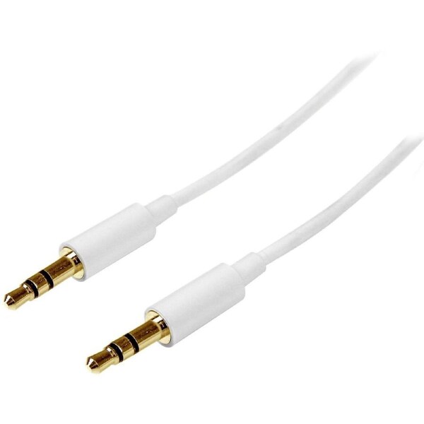 StarTech.com 2m White Slim 3.5mm Stereo Audio Cable - Male to Male - First End: 1 x Mini-phone Stereo Audio - Male - Second End:
