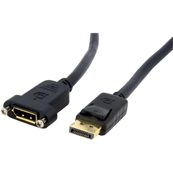 StarTech.com 3ft (1m) Panel Mount DisplayPort Cable, 4K x 2K Video, DisplayPort 1.2 Extension Cable Male to Female, DP Extender