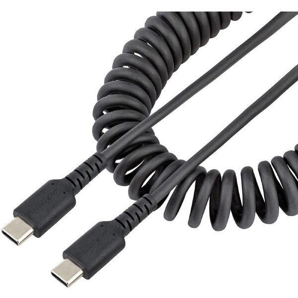 StarTech.com 3ft (1m) USB C Charging Cable, Coiled Heavy Duty Fast Charge & Sync USB-C Cable, High Quality USB 2.0 Type-C Cable,
