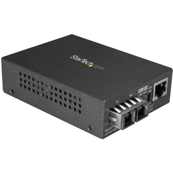StarTech.com Transceiver/Media Converter - TAA Compliant - 2 Port(s) - 1 x Network (RJ-45) - 1 x SC - Duplex SC Port - Twisted P