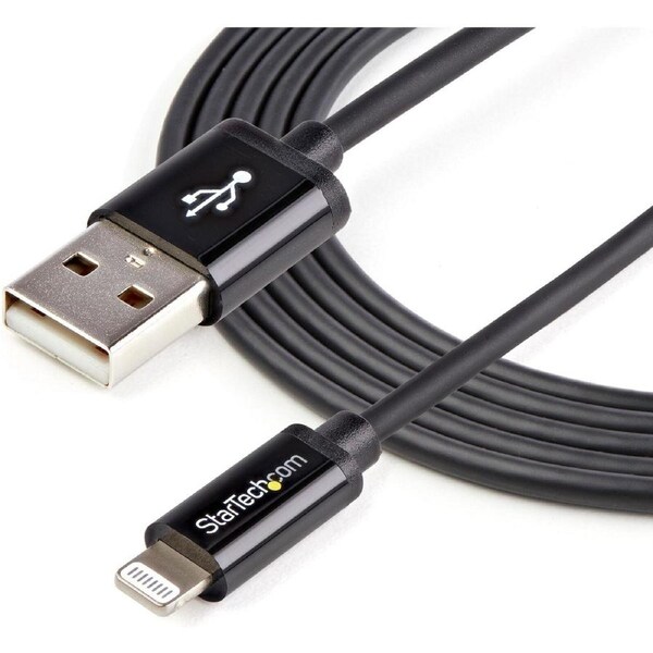 StarTech.com 2m (6ft) Long Black Apple 8-pin Lightning Connector to USB Cable for iPhone / iPod / iPad - Cable for iPod, iPad, iPhone, MAC