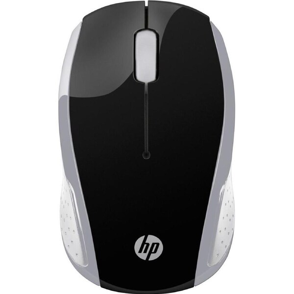 HP 200 Mouse - Radio Frequency - USB - Optical - 3 Button(s) - Pike Silver - Wireless - 1000 dpi - Scroll Wheel - Symmetrical