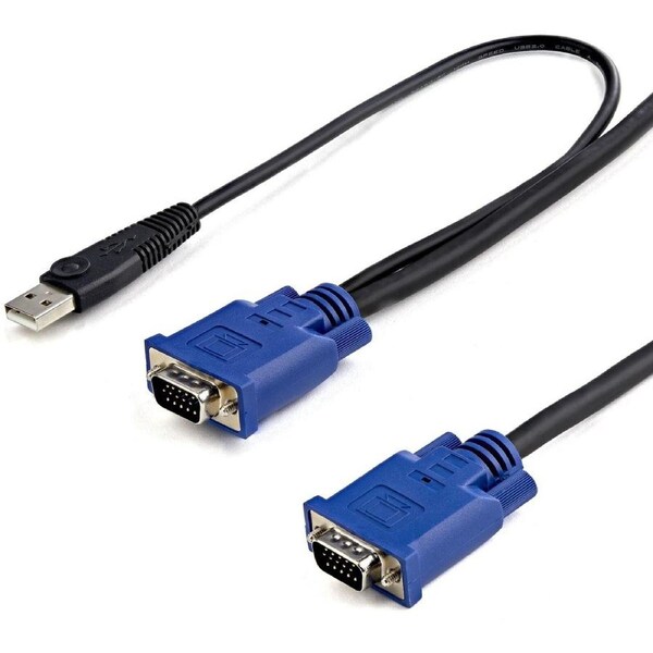 StarTech.com 15 ft 2-in-1 Ultra Thin USB KVM Cable - Video / USB cable - 4 pin USB Type A, HD-15 (M) - HD-15 (M) - 4.57 m - Firs