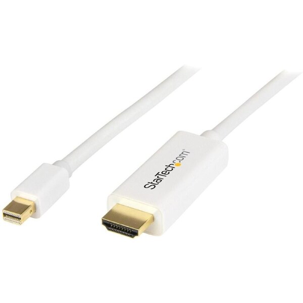 StarTech.com Mini DisplayPort to HDMI Converter Cable - 3 ft (1m) - 4K - White - First End: 1 x 20-pin Mini DisplayPort 1.2 Digi