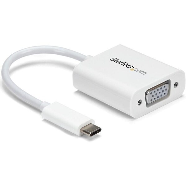 StarTech.com USB-C to VGA Adapter - White - Thunderbolt 3 Compatible - USB C Adapter - USB Type C to VGA Dongle Converter - 1 x