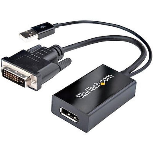 StarTech.com DVI to DisplayPort Adapter with USB Power - DVI-D to DP Video Adapter - DVI to DisplayPort Converter - 1920 x 1200