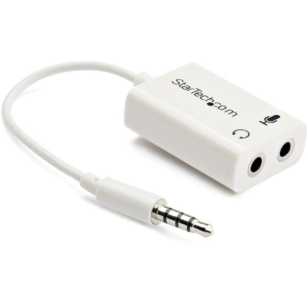 StarTech.com 3.5mm 4 Position to 2x 3 Position 3.5mm Headset Splitter Adapter M/F - White - First End: 1 x Mini-phone Stereo Aud