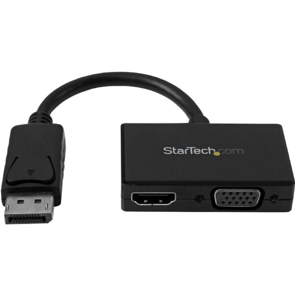StarTech.com Travel A/V Adapter: 2-in-1 DisplayPort to HDMI or VGA - 1 x 20-pin DisplayPort 1.2 Digital Audio/Video - Male - 1 x