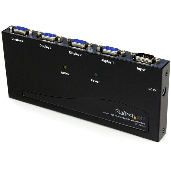StarTech.com Signal Splitter - Steel - Black - TAA Compliant - 2048 x 1536 - 350 MHz Maximum Video Bandwidth - 64.01 m Maximum O