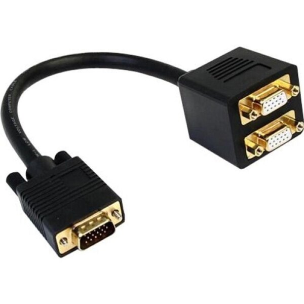 StarTech.com 1 ft VGA to 2x VGA Video Splitter Cable â€" M/F - First End: 1 x 15-pin HD-15 - Male - Second End: 2 x 1