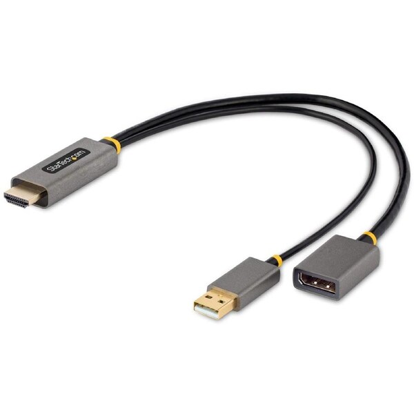 StarTech.com 1ft (30cm) HDMI to DisplayPort Adapter, 4K 60Hz HDR HDMI Source to DP Monitor, USB Bus Powered, HDMI 2.0 to Display