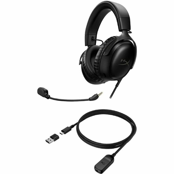 HyperX Cloud III Wired Over-the-ear, Over-the-head Stereo Gaming Headset - Black - Circumaural - 64 Ohm - 10 Hz to 21 kHz - 120 cm Cable - Electret -