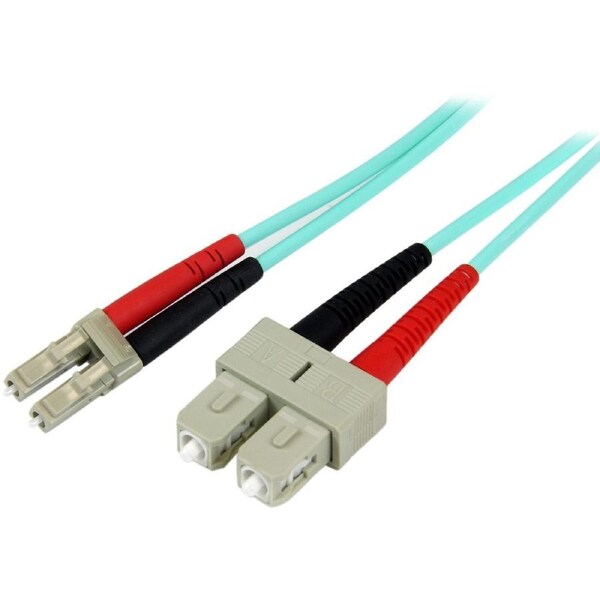 StarTech.com 2m (6ft) LC/UPC to SC/UPC OM3 Multimode Fiber Optic Cable, Full Duplex Zipcord Fiber, 100Gbps, LOMMF, LSZH Fiber Pa