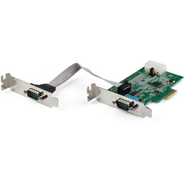 StarTech.com Serial Adapter with 16950 UART - Low-profile Plug-in Card - 1 - TAA Compliant - PCI Express x1 - PC, Linux - 2 x Nu