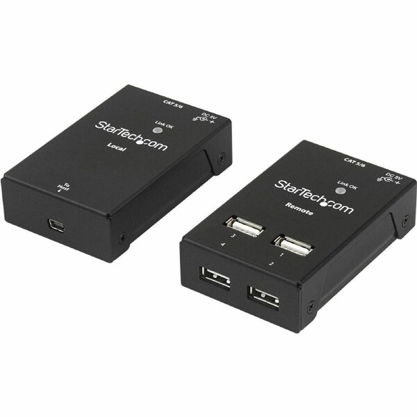StarTech.com 4 Port USB 2.0-Over-Cat5-or-Cat6 Extender - up to 130ft (40m)~ - 4 x USB - 50.29 m Extended Range - Steel