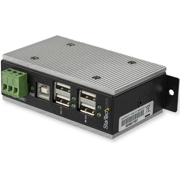 StarTech.com USB Hub - USB Type B - External - Black, Silver - TAA Compliant - 4 Total USB Port(s) - 4 USB 2.0 Port(s) - PC