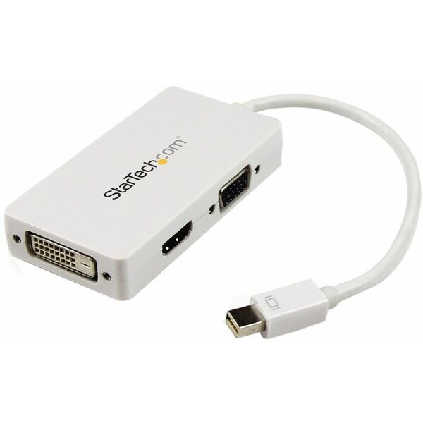 StarTech.com Travel A/V Adapter: 3-in-1 Mini DisplayPort to VGA DVI or HDMI Converter - White - Connect a Mini DisplayPort-equip